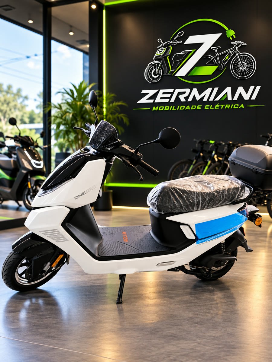 Scooter elétrica E30 branca com baú